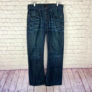 G by Guess Men's Joey Low Boot Cut Blue Jeans. Size: 32